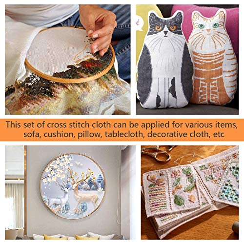 White 14 Count Aida Cloth Cross Stitch Fabric, 59 x 39 Inch White Embroidery Fabric Cotton Needlepoint Canvas for Counted Cross Stitch, DIY Needlework, Embroidery Cloth, Crafts and Home Decoration - size: 14 CT-1Pcs