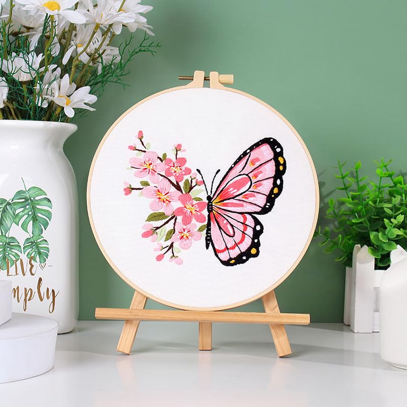 3Pcs 8 Inch Plastic Embroidery Hoops with Sewing Scissors, Seam Ripper,Needle Threader, Round Cross Stitch Hoops with Adjustable Screw, Lightweight & Durable Craft Hoops. - color: white