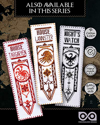 Personalized.Design Cross Stitch Kit House Stark - DIY Father's Day Gift - Hand Embroidery Bookmark with GoT Pattern - color: House Stark
