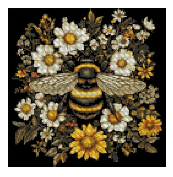 Bee Flowers Stamped Cross Stitch Kits Embroidery Starter Kit for Adults - color: J197-01