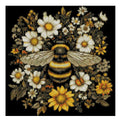Bee Flowers Stamped Cross Stitch Kits Embroidery Starter Kit for Adults - color: J197-01