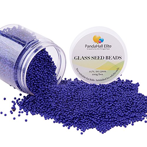 PH PandaHall 6000 Pcs 11/0 Glass Seed Beads, 2mm Seed Beads Round Waist Bead Mini Spacer Bead for Earring Choker Bracelet Neckalce Waist Chain Jewelry DIY Crafts Making, Royal Blue - color: Blue-6000 Pcs