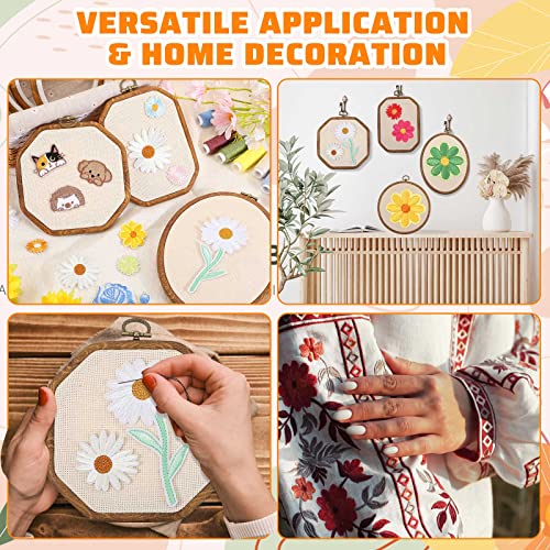 Qunclay 9 Pcs Embroidery Hoops Mixed Shape Imitation Wood,Mixed Shape - style: Mixed Shape