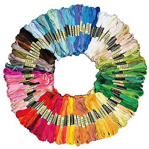 Vilihkc Rainbow Color Embroidery Floss 150 Skeins Per Pack with Cotton for Cross Stitch Threads, Bracelet Yarn Craft Floss Embroidery Floss Set - color: 150 colors