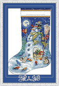 Howie's Needlepoint Cross Stitch Kits, 14CT Pre-Printed Pattern Needlepoint Kits, Full Range of Stamped Starter Kits (Christmas Stocking 3, 16.5 x 23.6 Inch) - color: Christmas Stocking 3