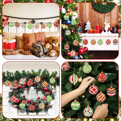 Realspring 20 Pcs Christmas Diamond Art Ball Ornaments 5d Lime Green Red - style: Cute