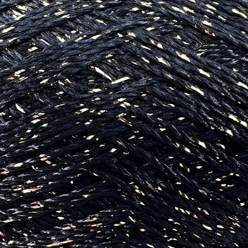 Shimmer Metallic Thread for Crochet, Lace & Embroidery, Black, Gold Glitter - color: Black, Gold Glitter, size: 1 Pack