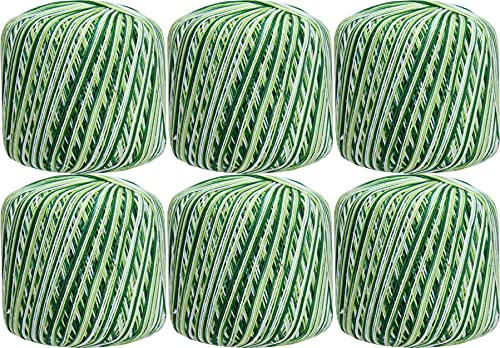 ThreadArt 100% Cotton Crochet Thread Size 10, Variegated Garden Greens - color: VARIEGATED GARDEN GREENS, size: SIZE 10 - 6 PACK