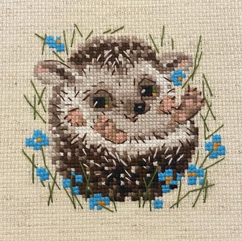 RIOLIS R1753 Little Hedgehog Counted Cross Stitch Kit 5.12 x 5.12 in - style: Modern