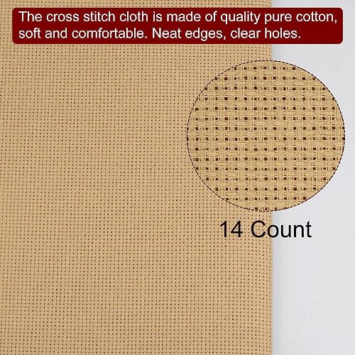 HARFINGTON 14 Count Cross Stitch Cloth Fabric 20 by 28 in Dark Khaki - color: Dark Khaki, size: 14 Count