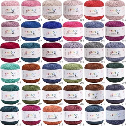 golo 3 Balls Crochet Thread Size 10 Crochet Yarn for Hand Knitting 632 - color: 000-632 Gold