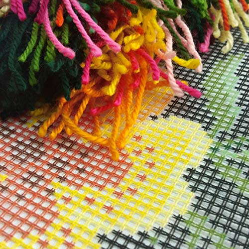 Brvsk Floral Stamped Cross-Stitch Kit for Adults and Beginners — Hedge of Flowers 16″ × 16″ with Clear, Precise Printed Design on Cotton Canvas; Includes 2 Needles, Yarn, and Easy-Read Chart - color: Hedge of Flowers
