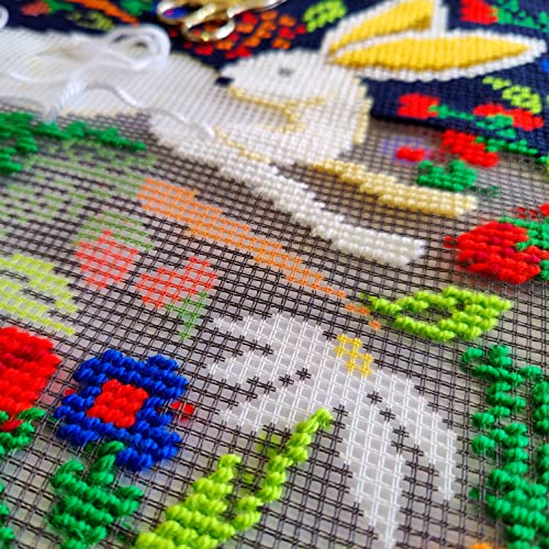 Brvsk Tapestry Embroidery Kit for Adults and Beginners — Hare on Black 16″ × 16″ with Clear, Precise Printed Design on Cotton Canvas; Includes 2 Needles, Yarn, and Easy-Read Chart - color: Hare