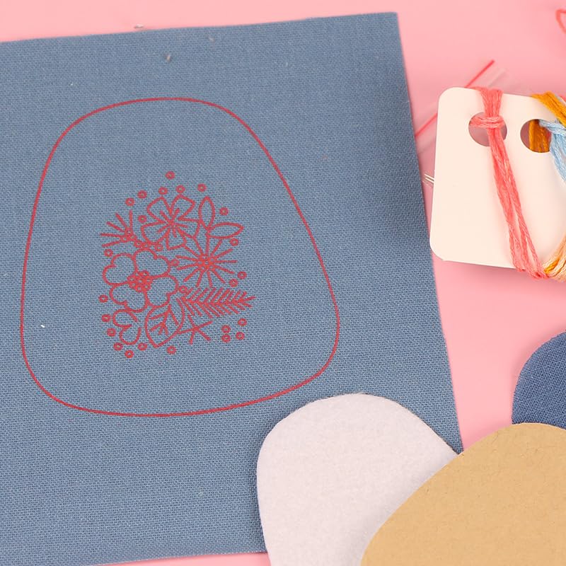 NOIAFZY 1pcs DIY Embroidery Mini Coin Purse Kit with Necklace & Keychain - Versatile Sweater Chain or Bag Charm, Includes Printed Fabric, Thread, Needle & Instructions