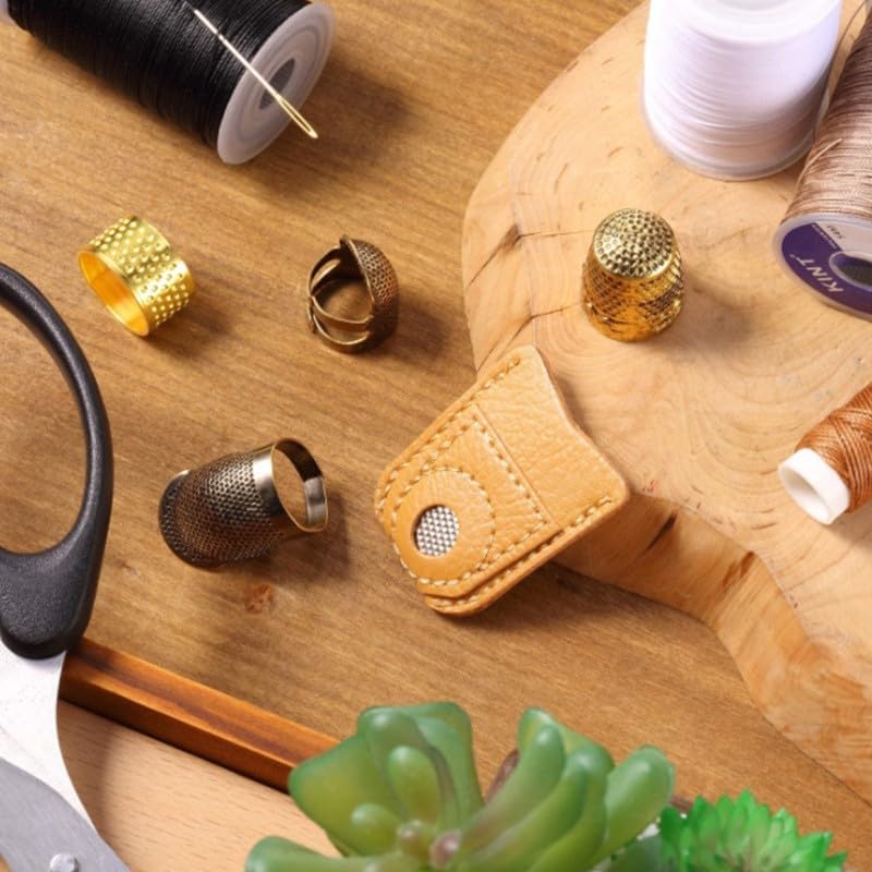 6Pcs Sewing Thimbles,Brass Metal Fingertip Protector, Quilting Craft Accessories Knitting Needlework for DIY Hand Sewing Tools Sewing Notions and Supplies,Sewing Thimbles,Metal Thimble