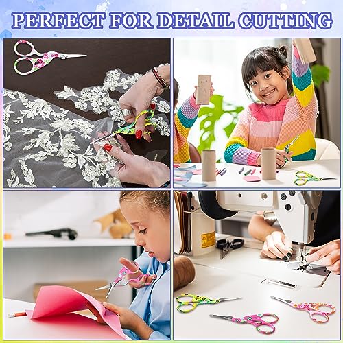Therwen 6 Pcs 3.6" Embroidery Scissors, Artificial Leather Cover, Fresh - style: Fresh