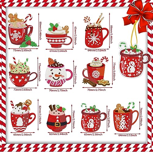 Skylety 20 Pcs Hot Cocoa Diamond Art Ornaments for DIY Gifts