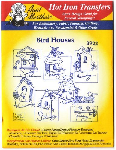 Aunt Martha's Hot Iron Embroidery Transfer 3922 Bird Houses