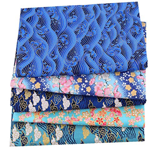 30pcs 8"x10"(20cm x 25cm) Blue Cotton Craft Fabric Bundle Squares Patchwork - color: Blue