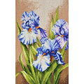 Povitrulya Counted Cross Stitch Kit ‘Purple Irises’ - DIY Hand Embroidery Set with Flower Paper Counted Pattern, Pre-Sorted Floss and 16 Count Aida Fabric - color: Purple Irises