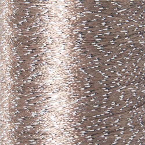 YarnArt Camellia Metallic Shimmer Fine Yarn – Polyester & Metallic Thread for Crochet, Embroidery & Jewelry Making – 20g & 50g Skeins, 192m (Brown Silver, 50g Skein) - color: Brown Silver, size: 50g Skein