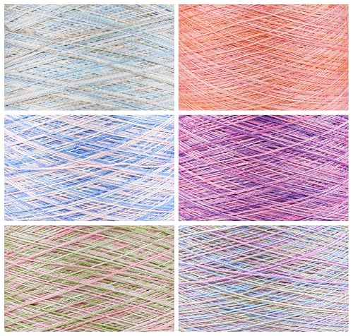 KCS 162 Yards Mercerized Pearl Cotton Crochet Needlepoint Thread,Size 5,6 skeins,Color Variegated 04 - color: 6 Color variegated 04, size: 6 skeins