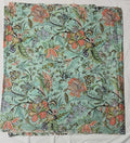 Indian Hand-Block Printed Jaipuri Flower Print Floral Ethnic Sanganer Kurti Print Cotton Fabric (Mint Mugal Flower, 3 Yards) - color: Mint Mugal Flower, size: 3 yard