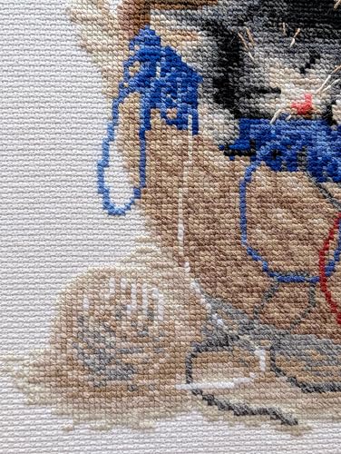 RIOLIS 1724 Kittens in A Basket Counted Cross Stitch Kit 11.81 x 9.45 in - style: Kittens In A Basket 1724