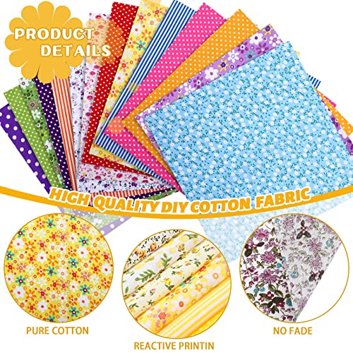 Moukeren 100 Pcs 8 x 8 Inch Cotton Fabric Squares, Pre Cut Quilting Bundle - size: 8 x 8 Inch