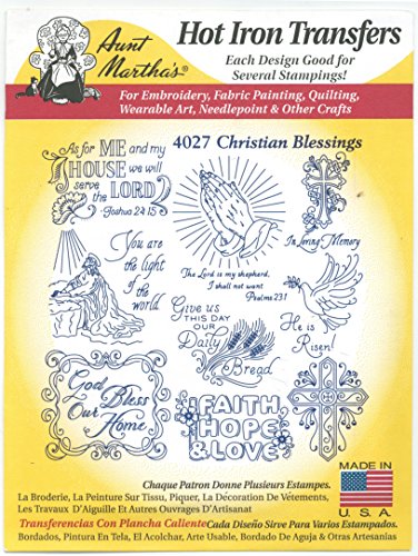 Christian Blessings Aunt Martha's Hot Iron Embroidery Transfer