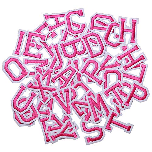J.CARP 52Pcs Pink Alphabet A to Z Patches, Iron on Sew on Letters for Clothing, Hats, Shoes, Backpacks, Handbags, Jeans, Jackets etc. - color: 52pcs, Pink