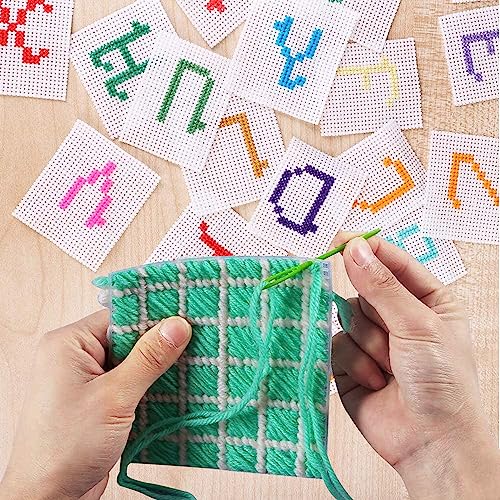 Allazone 59 PCS Mesh Plastic Canvas Sheets Kit Including 24 PCS Clear Plastic Canvas, 12 Color Acrylic Yarn for DIY Crafts Embroidery Cross Stitch, Acrylic Yarn Crafting, Knit and Crochet Projects - color: 59 PCS - Yarn Grid 2