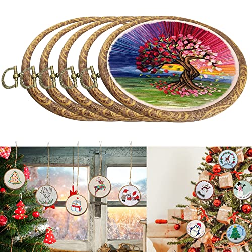 5PCS Oval Embroidery Hoops 5 x 4 Inch Imitation Wood Hoops for Cross Stitch