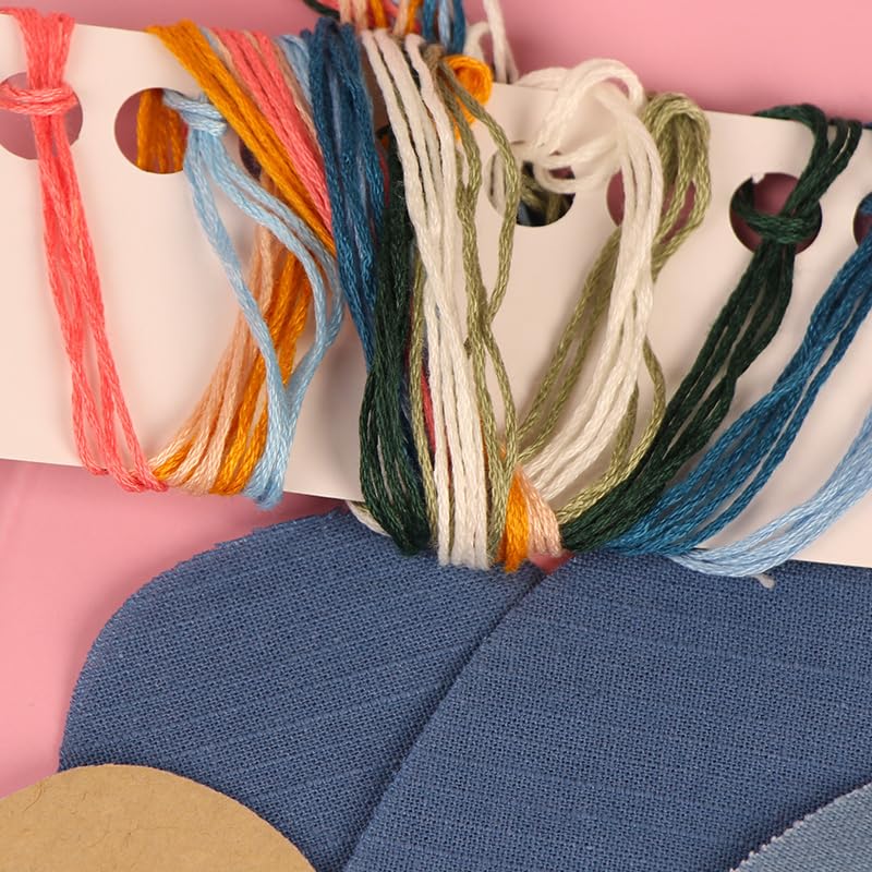 NOIAFZY 1pcs DIY Embroidery Mini Coin Purse Kit with Necklace & Keychain - Versatile Sweater Chain or Bag Charm, Includes Printed Fabric, Thread, Needle & Instructions