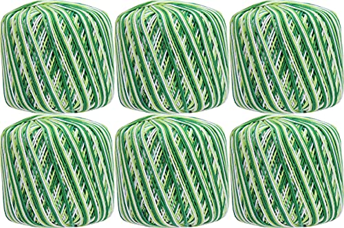 ThreadArt 100% Cotton Crochet Thread Size 3, Variegated Garden Greens - color: VARIEGATED GARDEN GREENS, size: SIZE 3 - 6 PACK