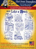 Life's a Beach Aunt Martha's Hot Iron Embroidery Transfer