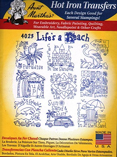 Life's a Beach Aunt Martha's Hot Iron Embroidery Transfer