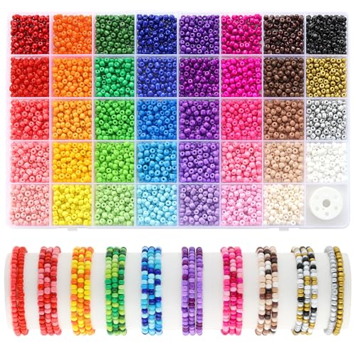4mm Seed Beads for Jewelry Making, Small Beads for Bracelets Making Kit - color: Solid Color, size: 4mm