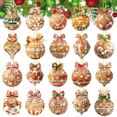 Tondiamo 20 Pcs Christmas Gingerbread Diamond Painting Keychains Kit - style: Gingerbread Lampball
