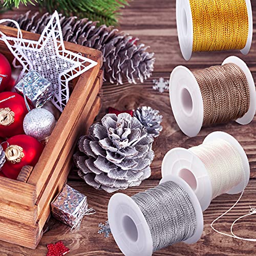 Shappy 440yards x 1mm Metallic Cord Tinsel Rope, Rose Gold Mix - color: Rose Gold Mix