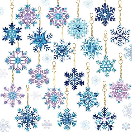 Tondiamo 20 Pcs Snowflake Diamond Painting Keychain Kits - style: Snowflake Style