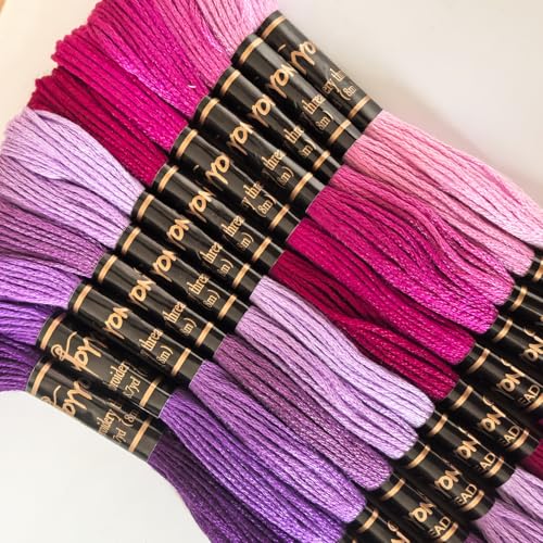 12 Skeins Embroidery Thread, 12 Colors Embroidery Floss Set, Cross-Stitch Threads for Hand Embroidery, String Art（Purple Series） - color: Purple series, size: 1 Pack