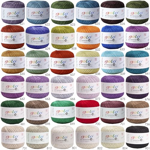 golo Crochet Thread Size 10 Embroidery Thread 10g X 9 Crochet Yarn for Hand Knitting 10-9-11 - color: 010-9-011