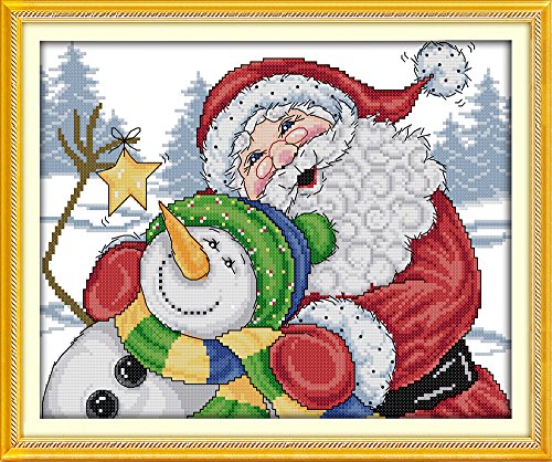 Howie's Needlepoint Cross Stitch Kits, 11CT Pre-Printed Pattern Needlepoint Kits, Full Range of Stamped Starter Kits (Merry Christmas, 17.3 x 14.6 Inch) - color: Merry Christmas