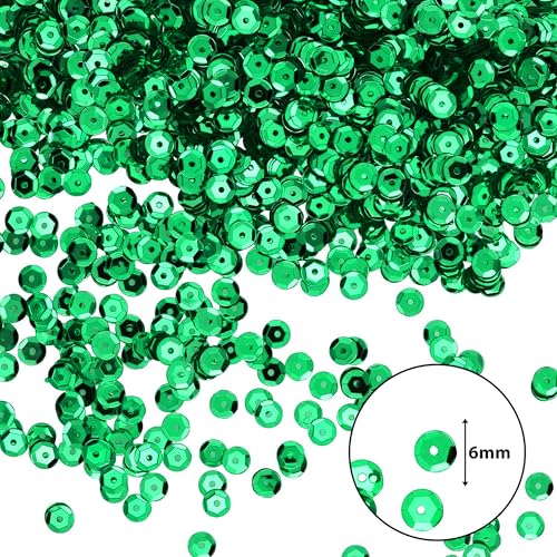 Mandala Crafts 6mm Cup Round Emerald Sequins for Sewing Embroidery - color: Emerald, size: 6mm Cup Sequins