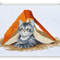 Counted Cross Stitch Kit 'Mischief Kitten' DIY Embroidery Set with Counted Gray Tabby Cat Pattern