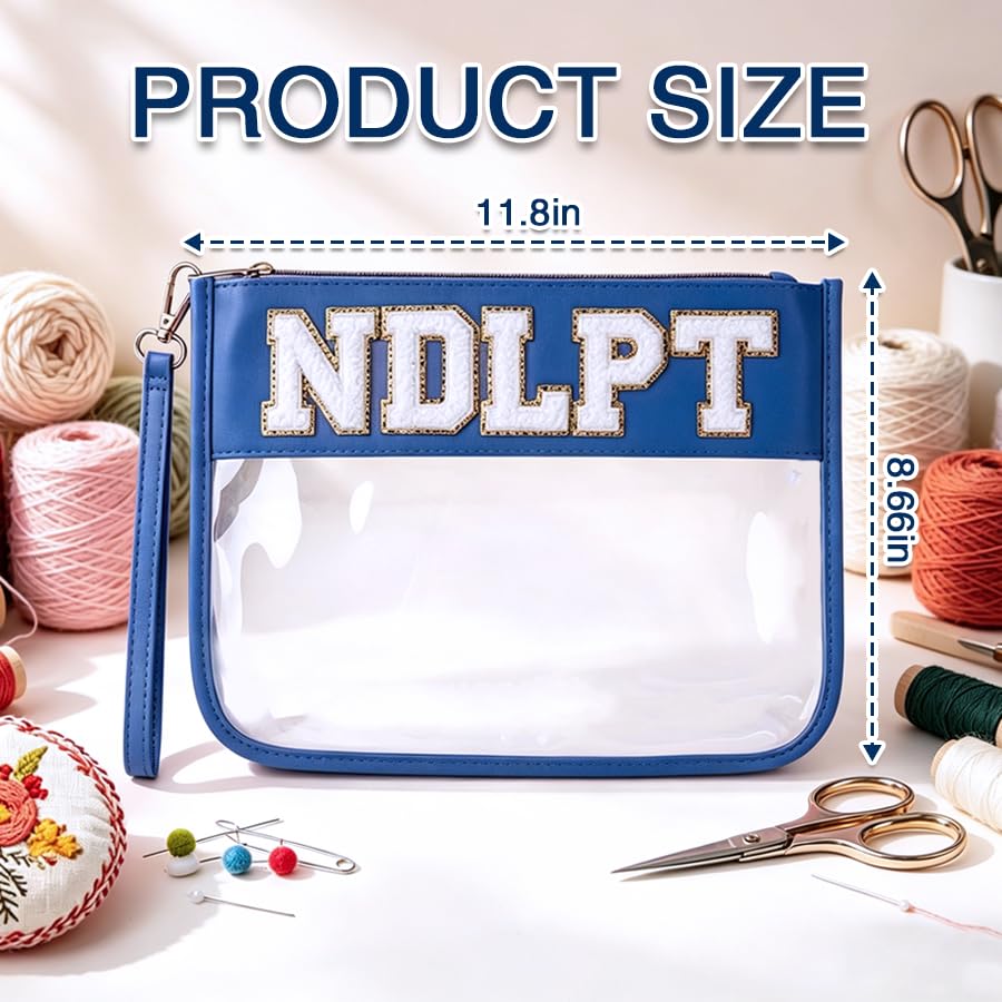 Needlepoint Project Bag NDLPT Clear Zip Pouch Bag, Premium Craft Storage Case, Sewing Organizers and Storage Sewing Gifts for Stitching Enthusiasts(Royal Blue) - color: Royal blue