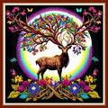 Dimensean Stamped Cross Stitch Kits Full Range of Embroidery Patterns Starter Kits for Beginners Adult DIY Cross Stitches Needlepoint Kits 11CT-Elk Moon 17.7x17.7 inch - color: Pattern Style 05