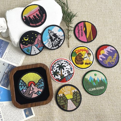 Camping Iron on Patches, Camping Outdoor Embroidered Appliques Sew on Patches for Clothing, Hats, Backpacks, Jackets, and Bags - color: Camping Patches