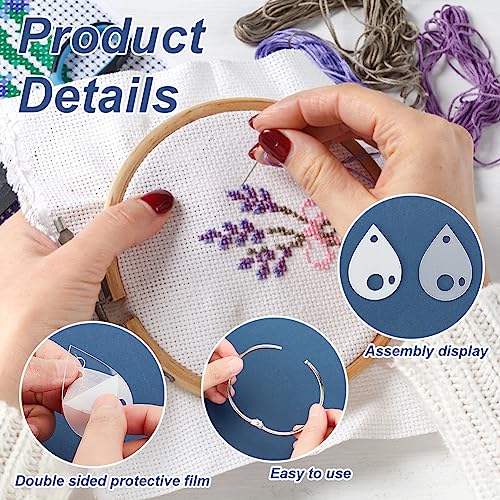 OLYCRAFT 50Pcs Clear Acrylic Bobbins with Hinged Ring Teardrop Acrylic Bobbins Cross Stitch Tread Bobbins Sewing Thread Winding Thread Bobbins Organizers for Sewing Storage DIY Crafts - color: Teardrop
